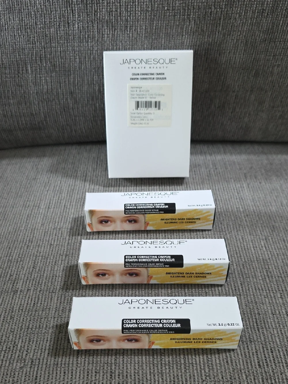 Japonesque Color Correcting Crayon, Shade 01- Yellow, Box Of 3, For Dark Circles
